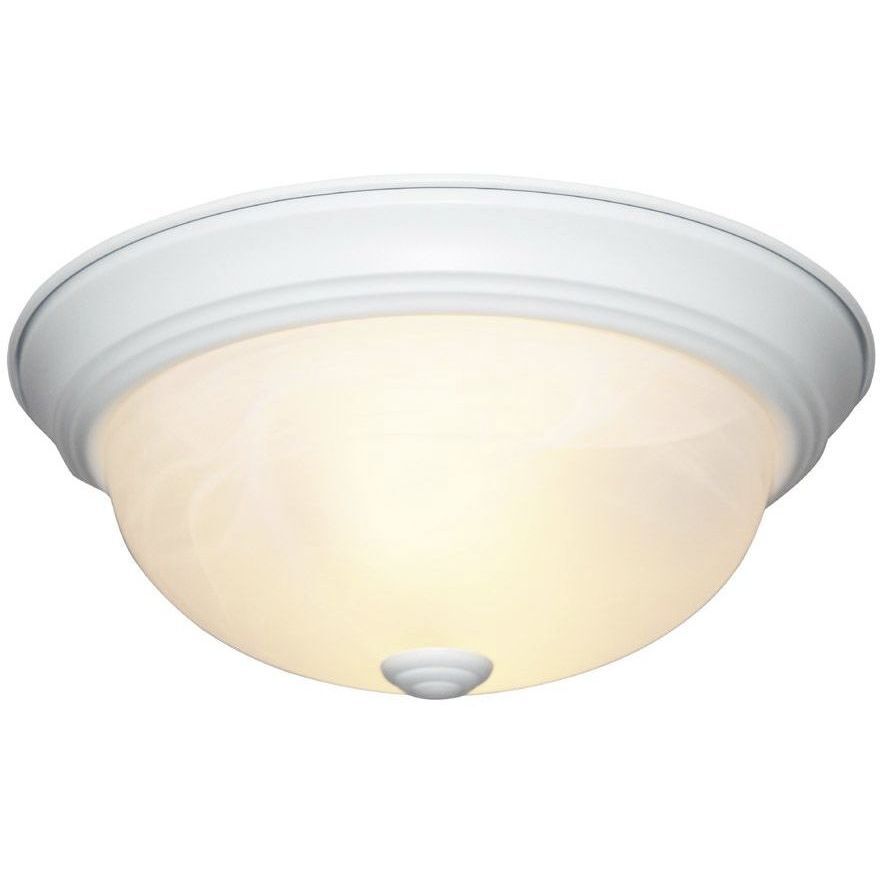 Decorative 2 Light 11 inch White Flushmount Ceiling Light in White Alabaster, Small